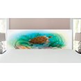 thumbnail image 1 of Ocean Headboard, Sea Turtle Swims in the Ocean Tropical Underwater World Aquarium Illustration Print, Upholstered Decorative Metal Bed Headboard with Memory Foam, King Size, Green Brown, by Ambesonne, 1 of 4