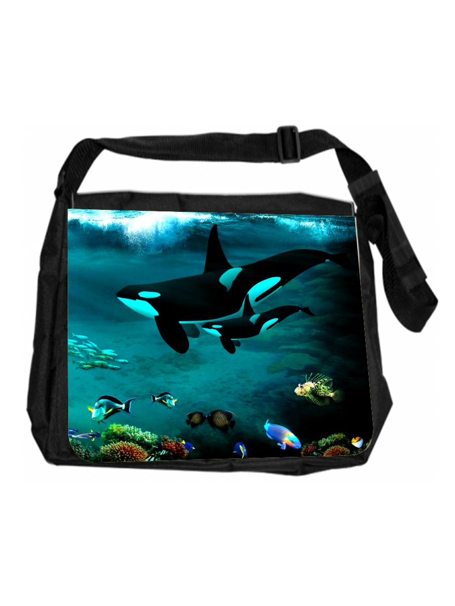 Childrens Backpacks Animal Orca Whales Undersea Cross Body Shoulder Messenger Laptop Bag