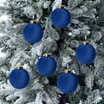 thumbnail image 5 of 12 adornos navideños de terciopelo flocado: bolas de plástico marrón de 8 cm con presillas de metal para colgar., 5 of 5