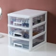 thumbnail image 3 of Dingrich 3 Layer Drawers Organizer Clear Cosmetics Storage Organizer Desktop Drawer Containers Unit for Home Office Craft Storage Cabinet, White, 3 of 7