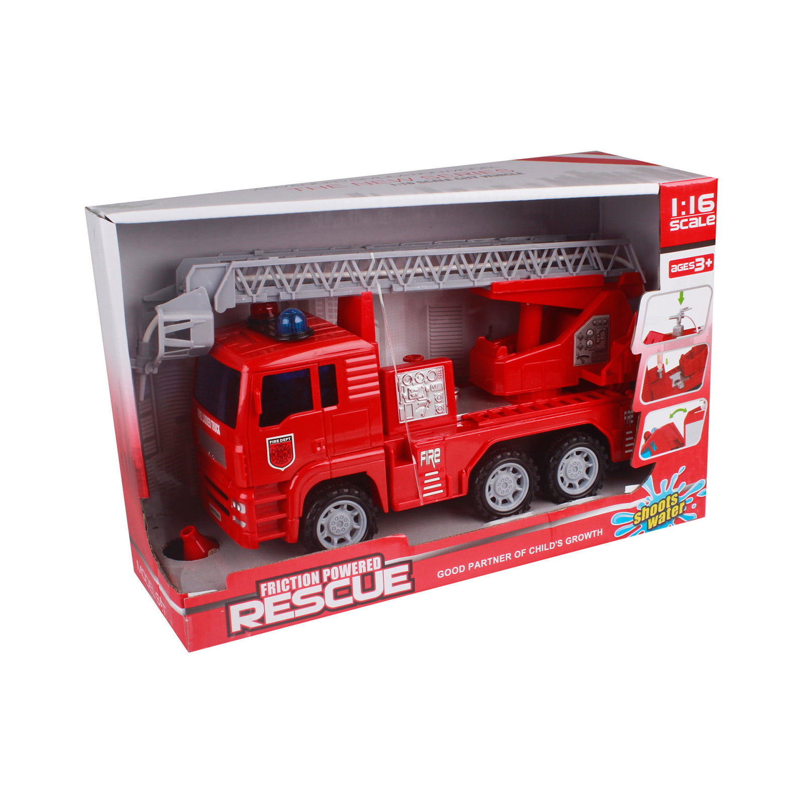 Cars Red Fire Truck Firetruck Big Wheel Coolle- Kids Big Fire Truck Toy Fire Trucks for Boys Kids Children 2+ Years Old Made of Quality Material 
