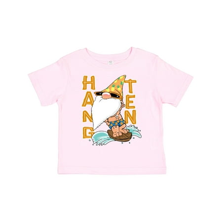 

Inktastic Vacation Gnome Cute Surfer Hang Ten in Swim Trunks Gift Toddler Boy or Toddler Girl T-Shirt