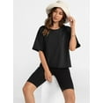 thumbnail image 2 of Women's Comfy Basic Workout Gym Short Sleeve Crop Tops Casual Loose Oversized TShirts, 2 of 4