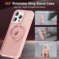 thumbnail image 2 of Case for iPhone 14 Plus with 360°Rotatable Magnetic Ring Stand Compatible with Mag-Safe Lightweight and Translucent Matte Back Shockproof Protective Case Men Women Pink, 2 of 13