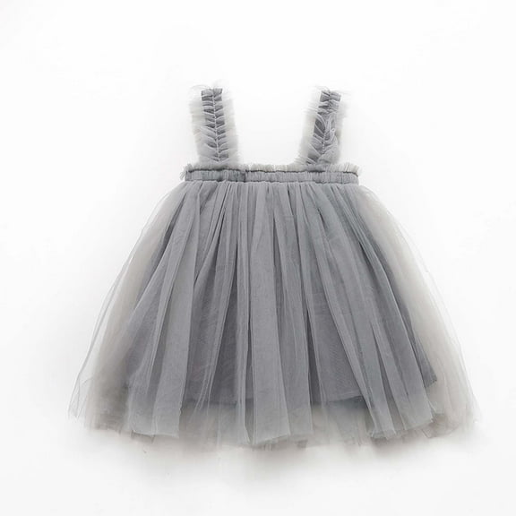 Zpanxa Layered Tulle Tutu Dress for Toddler Girls, Baby Girl Rainbow Tutu Princess Dress, Toddler Sleeveless Butterfly Mesh Dress, Birthday Gifts for Girls Gray (6-12 Months)
