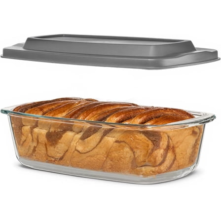 LARGE 7.6 Cups/1800 ML/1.9 Qt Glass Loaf Pan with Lids - Meatloaf Pan BPA free Airtight Lids Grip Handle Easy Carry, Microwave and Oven Safe - Loaf Pans For Baking Bread, Cakes, Glass Loaf Pan