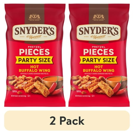 (2 pack) Snyder's of Hanover Hot Buffalo Wing Flavored Pretzel Pieces, 18 oz Bag