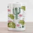 thumbnail image 2 of Hawaii Ceramic Toothbrush Holder, Watercolor Look Pattern of Exotic Cacti and Roses with Little Triangles, Decorative Versatile Countertop for Bathroom, 4.5" X 2.7", Multicolor, 2 of 4