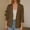 Brown, variant on Womens Lightweight Cotton Blazer 3/4 Sleeve Casual Open Front Jacket Beige,Size 3XL