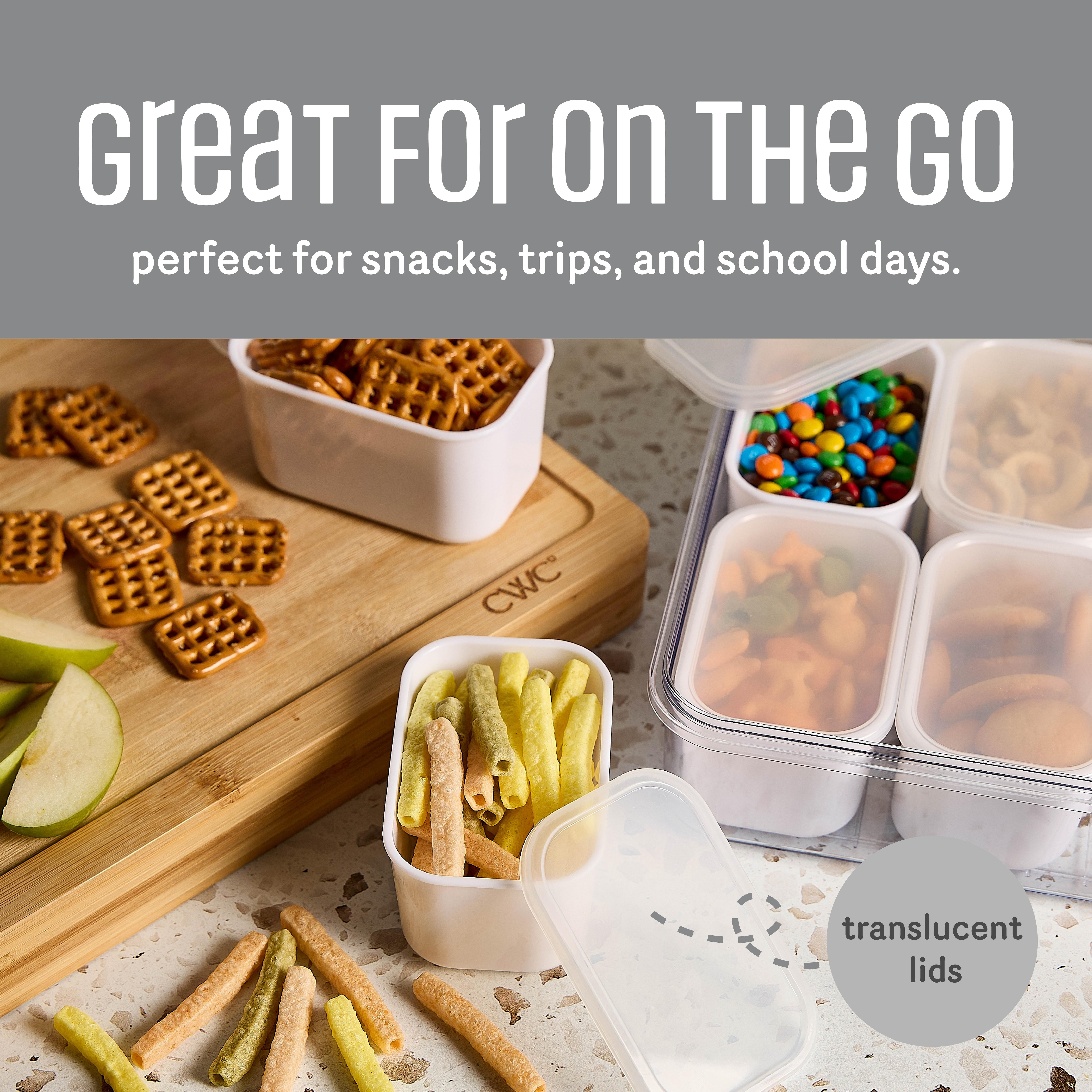 Cook with Color 8-Compartment Charcuterie Container, Serving Tray with Lid and Handle, White, 2-Pack