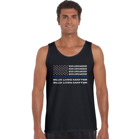 LA Pop Art Men's Word Art Tank Top - Blue Lives Matter