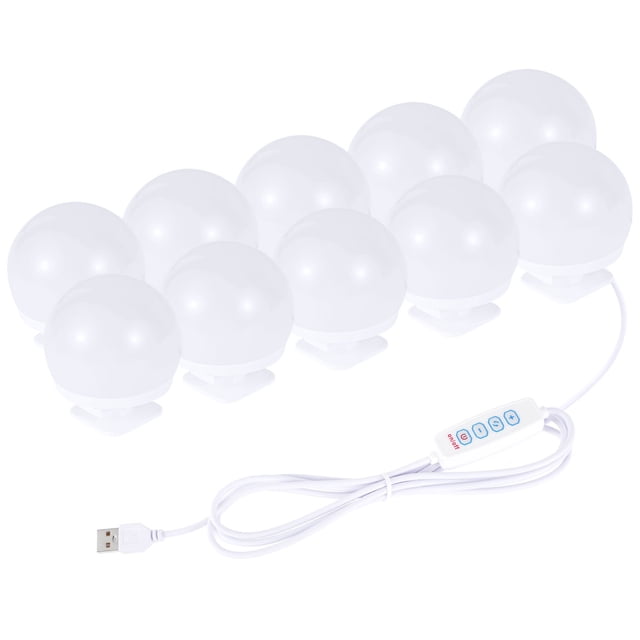 Muyoka Luces de espejo de vanidad con 10 bombillas regulables 3 modos de color Luces de maquillaje estilo Hollywood con cable USB Alimentación para tocador de maquillaje Muyoka Hogar