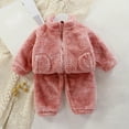 thumbnail image 2 of 2 Piece Toddler Boys Girls' Winter Fleece 𝐏a𝐣amas Set Fuzzy Fleece Matching 𝐒leepwear 𝐋ounge𝐰ear Top+Pants Outfit, 2 of 3