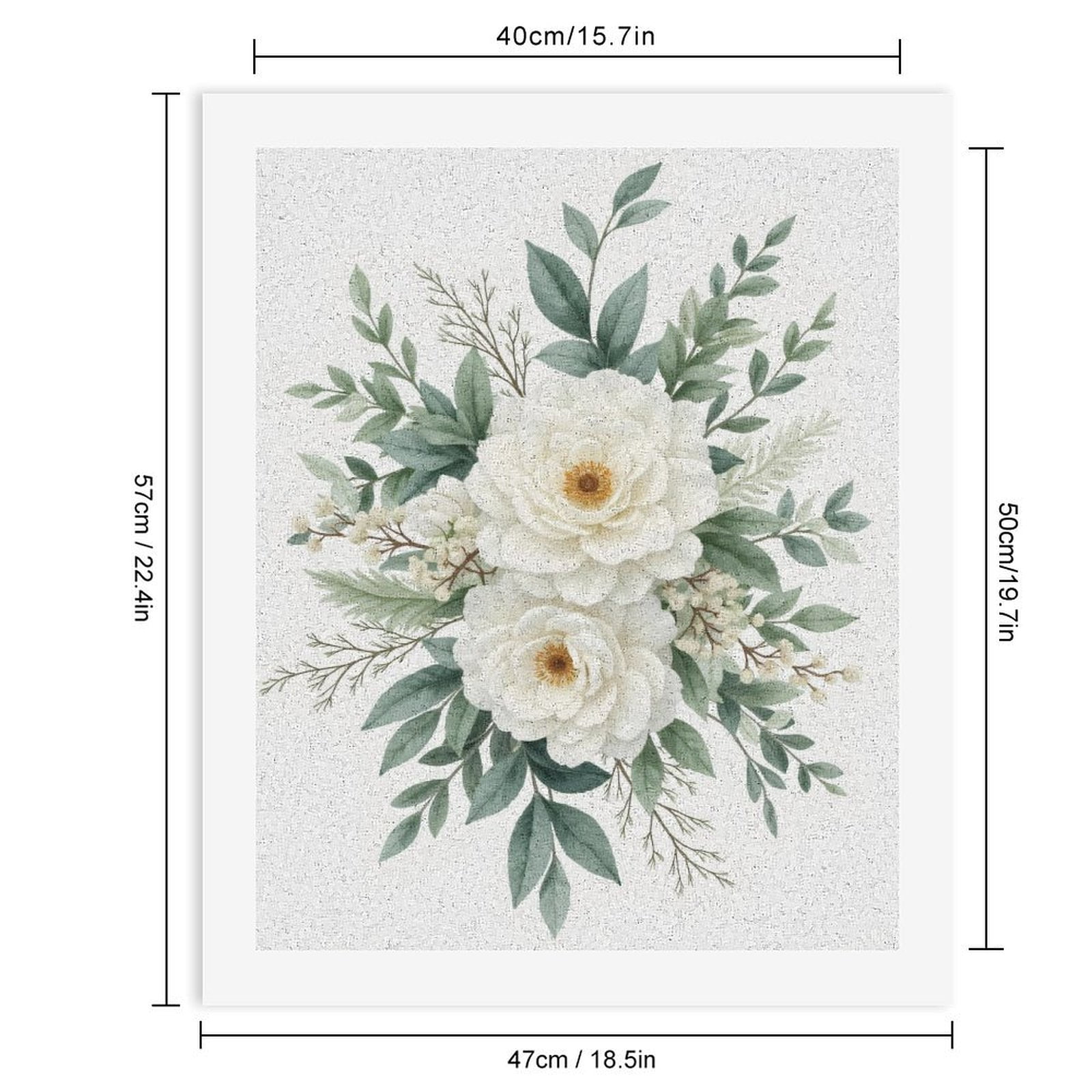 Paint By Numbers Kit for Adults Beginner - DIY White Roses Greenery Bouquet Art Canvas Painting Kits for Adults, Frameless Paint By Number for Adults for Home Wall Decor 16x20 Inch