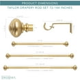 thumbnail image 3 of SnugSet 1" Golden Brass Taylor Knob Adjustable Single Curtain Rod, 72"-144", 3 of 10