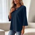 thumbnail image 5 of Maplenight Going Out Tops for Women V Neck Criss Cross Front 3/4 Sleeve Shirts Casual Vacation Womens Fall Tops, 5 of 7