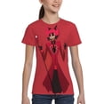 thumbnail image 4 of Hazbin Hotel Alastor Teen T-Shirt Crewneck Short Sleeve Double-Sided Print Summer Tee Shirts Top For Youth Boys Girls Children Small, 4 of 7