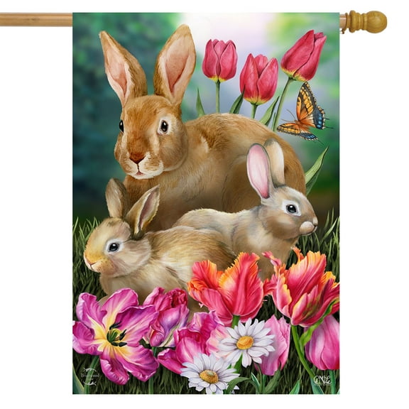 Briarwood Lane Bunny Family House Flag