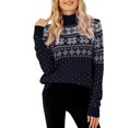thumbnail image 3 of Suéter de copo de nieve para mujer, suéter de punto para mujer, suéter de punto de copo de nieve alto, suéter de copo de nieve navideño, valor inmejorable, 3 of 6