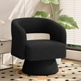 thumbnail image 4 of Hawsaiy Swivel Barrel Accent Chair, Oversized Teddy Upholstered Armchair with 360° Rotation, Modern Comfy Lounge Chair for Living Room, Bedroom, Office, Black(2Pcs), 4 of 10