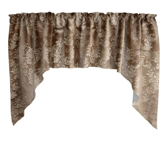 Velvet Embossed Damask Swag Window Valance 54" Wide / 36" Tall