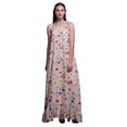 thumbnail image 1 of Bimba Robe de Nuit Artistique Imprimée à Fleurs Rose Pâle pour Femmes Longue à Bretelles Spaghetti Robe Maxi Vêtement de Nuit Robe Medium, 1 of 5