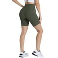 thumbnail image 5 of WLJ Women Cross-Over Butt Lift Ribbed Tummy Control High Waist Yoga Shorts, 5 of 6