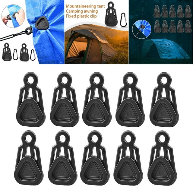 10x Heavy Duty Wind Rope Tarp Clips Lock Grip Tent Clamps Fit for Holding up Tarp, Canopy, Car/Boat Cover, , Hammock Triangle Clip