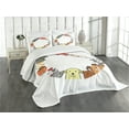 thumbnail image 3 of Ambesonne Cat Lover Quilted Bedspread Set 3 Pcs, Friendly Faces Circle, King Size, Multicolor, 3 of 5