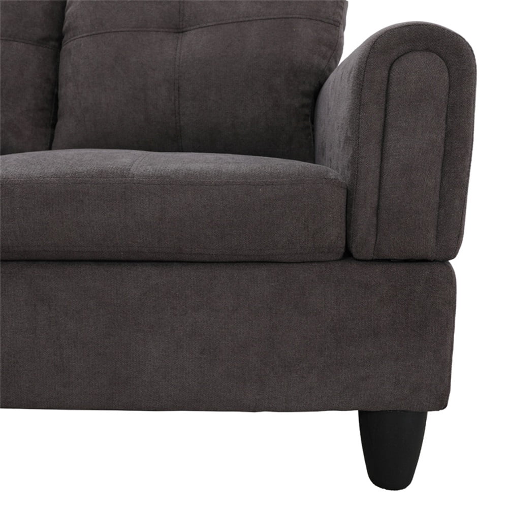 Hommoo Convertible Sectional Sofa Couch, Modern L-Shaped Couch Sofa Sectional， 4-Seat Sofa Sectional for Small Living Room, Apartment and Small Space, Dark Brown(Without Ottoman)