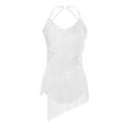 thumbnail image 3 of XUNZOO Justaucorps de Danse Latine pour Femmes Robe Sans Manches à Franges Rumba Samba Danse de Salon Blanc L, 3 of 7