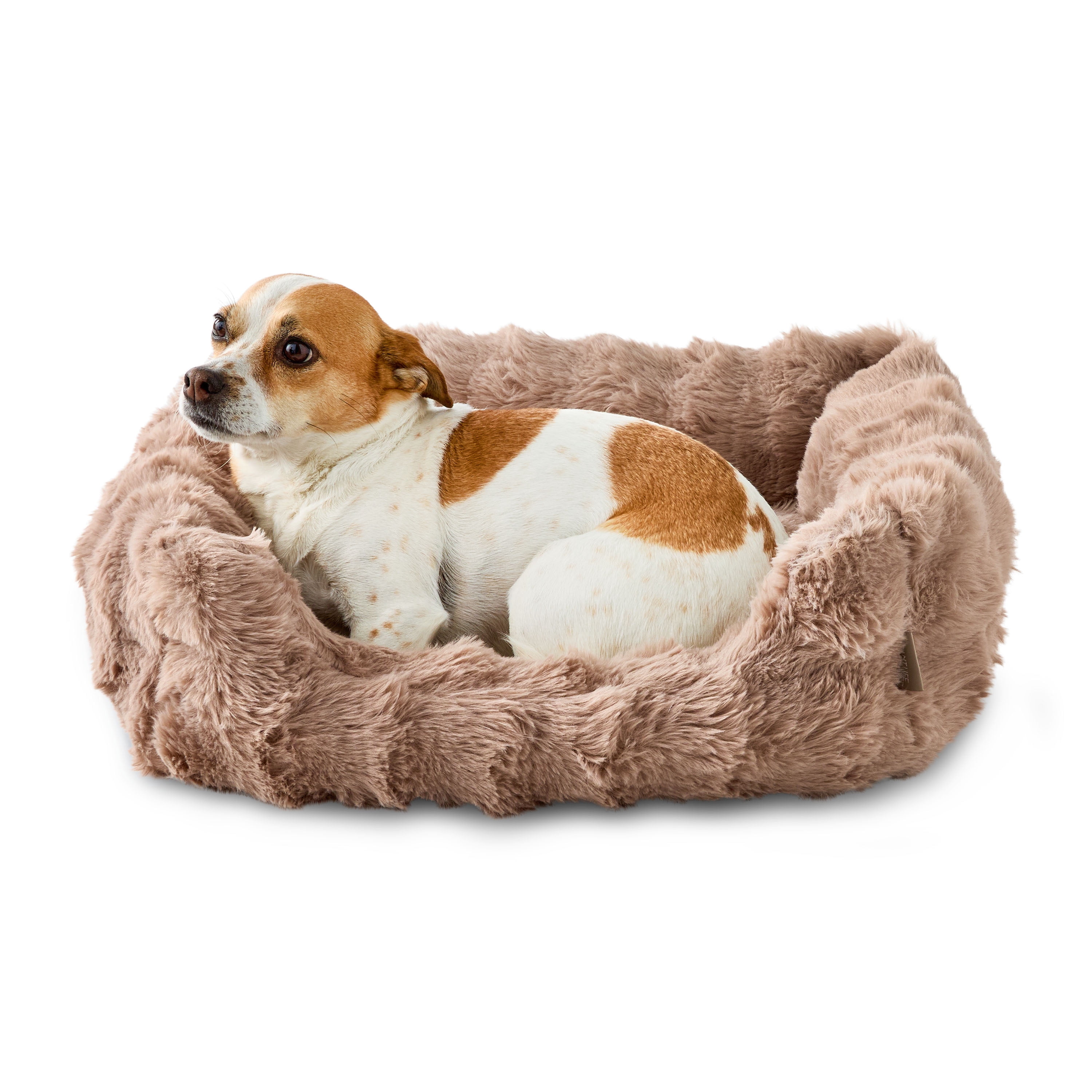 Vibrant Life Small Bubble Faux Fur Orthopedic Cuddler Pet Bed, Tan, 22" x 15"