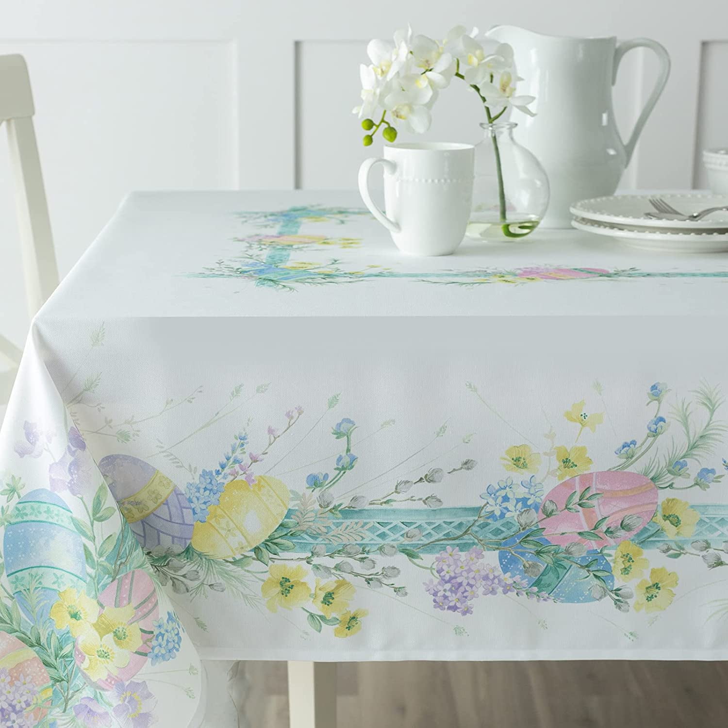 Easter Meadow Easter Fabric Tablecloth, Spillproof Indoor/Outdoor