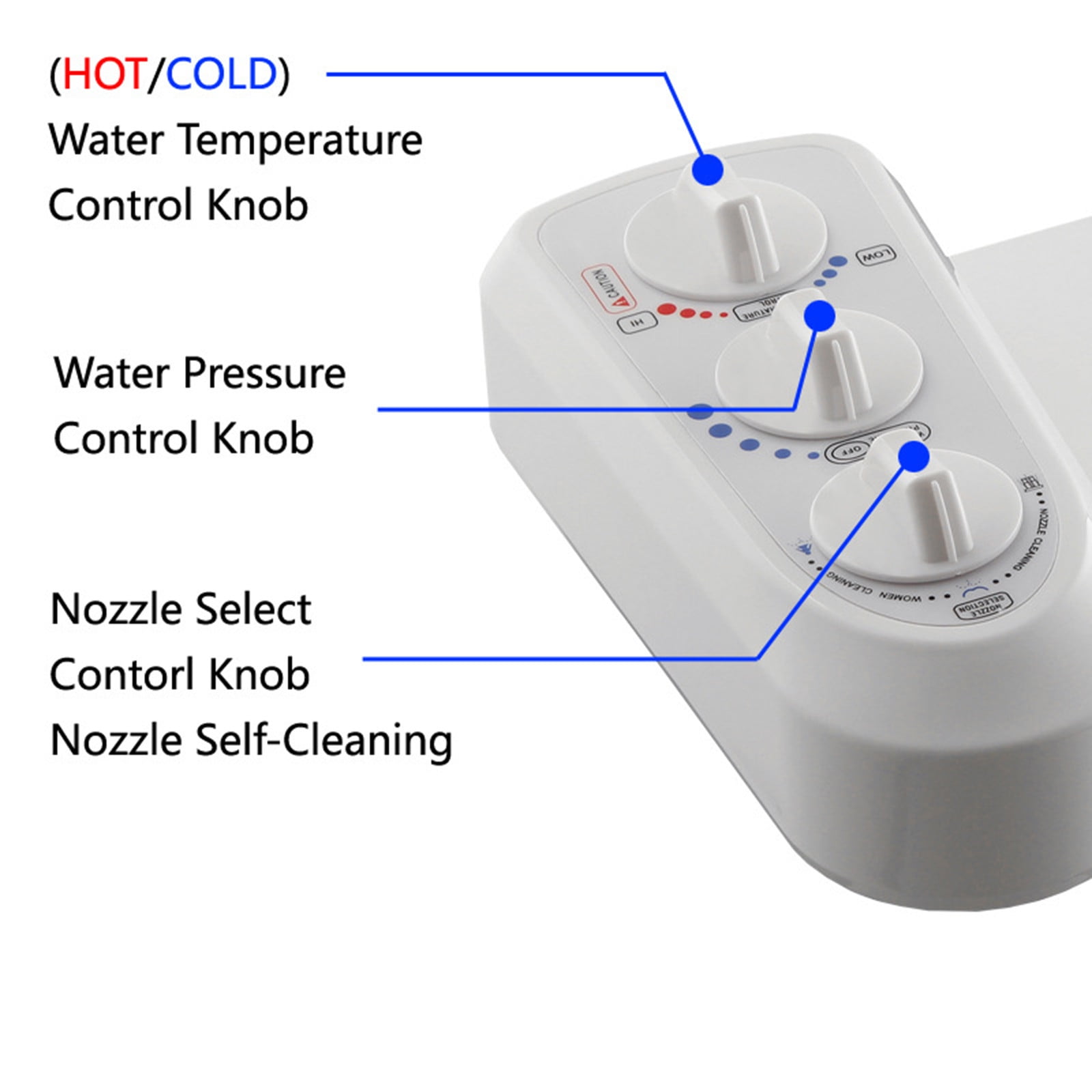 Bidet Toilet Seat Attachment & Fresh Water Sprayer (Cool & Warm Temperature Control,-Nozzle Cleaning,Non-,Adjustabl-e Pressure,Female Wash)