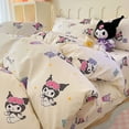 thumbnail image 4 of Miniso Sanrio Hello Kitty Kuromi Cinnamoroll, Sábana de algodón puro con dibujos animados, funda de edredón, funda de almohada, ropa de cama de tres piezas para dormitorio, 4 of 5