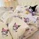thumbnail image 4 of Miniso Sanrio Hello Kitty Kuromi Cinnamoroll, Sábana de algodón puro con dibujos animados, funda de edredón, funda de almohada, ropa de cama de tres piezas para dormitorio, 4 of 5