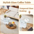 thumbnail image 5 of JUFU 47'' Modern Wood&White Oval Glass Coffee Table, 3-Tier Modern Living Room Table with Faux Marble Finish, 5 of 11