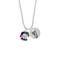 thumbnail image 2 of Delight Jewelry Silvertone Mardi Gras Jester Silvertone Script Initial Disc - G - Charm Necklace, 20"+3", 2 of 4