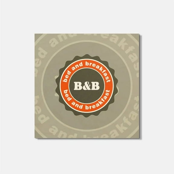 Bed And Breakfast Travel Label 4'' X 4'' Square Wooden Coaster