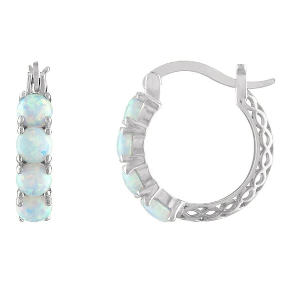 sterling silver cr opal hoop earrings