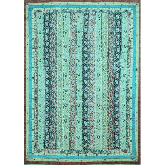 Ahgly Company Indoor Rectangle Abstract Light Blue Modern Area Rugs, 4' x 6'