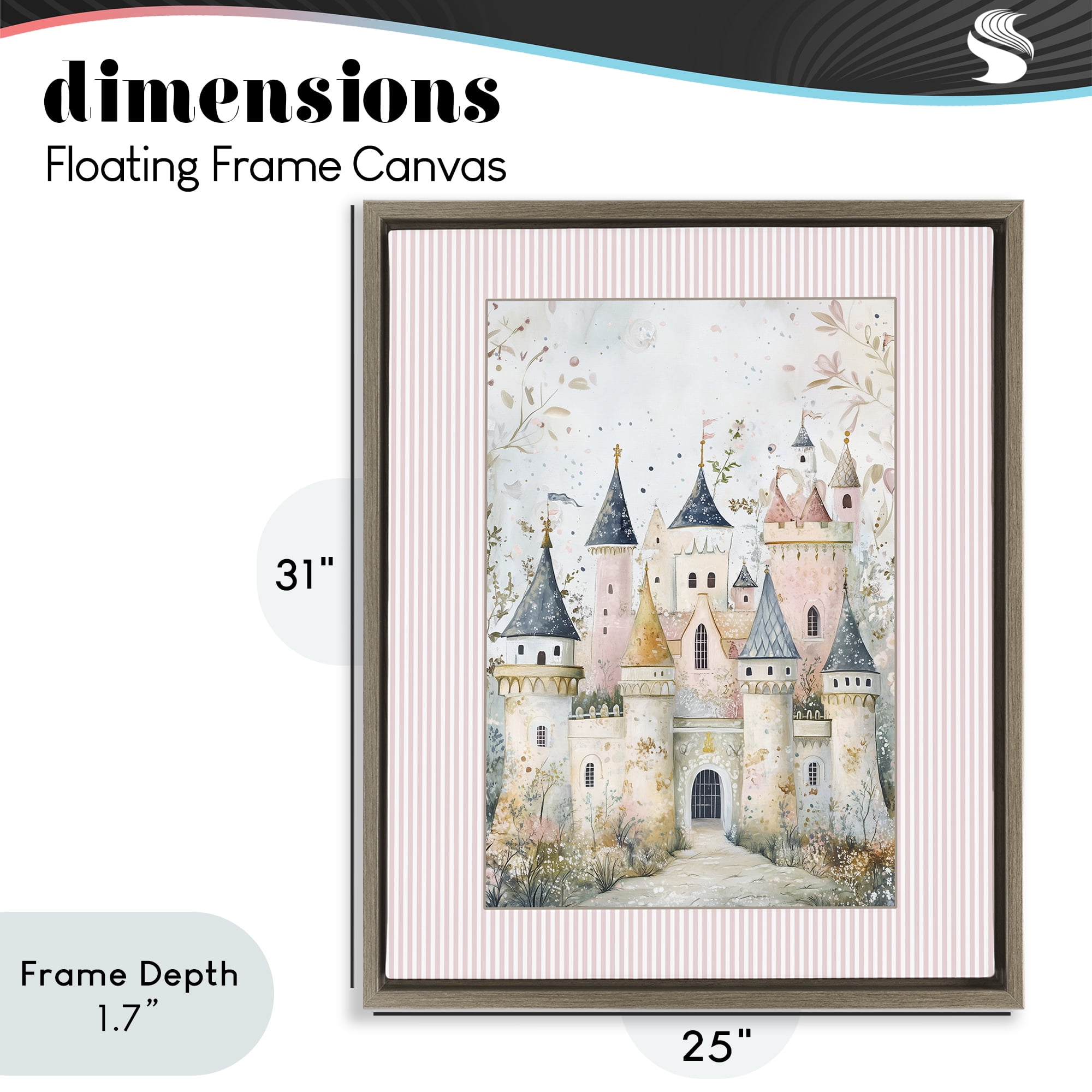 Stupell Industries Enchanted Dreams Castle Brown Framed Floater Canvas Wall Art, design by Christine Simpson Art