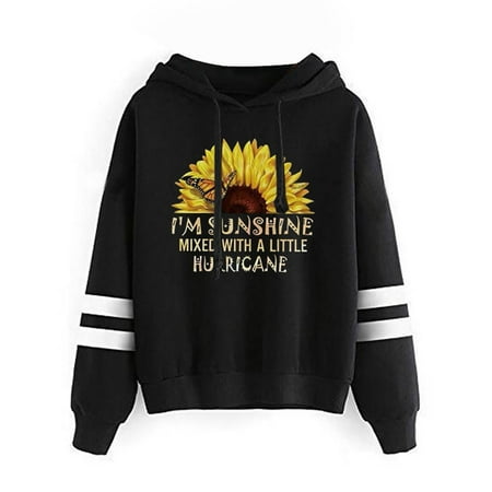 

Simplmasygenix Hoodies for Women Plus Size Women s Lightweight Long Sleeve Casual Sunflower Print Pullover Hooded Tops