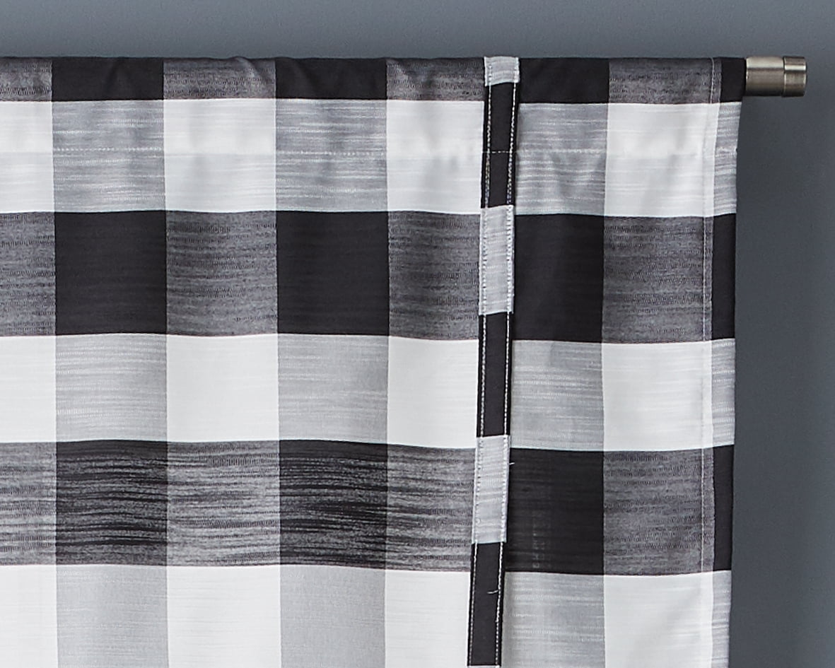 Better Homes & Gardens Black/White Balloon Shade Light Filtering Rod Pocket Curtain Panel, 42" x 63"