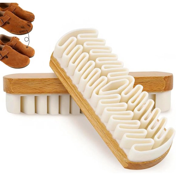 Suede Shoe Brush and Eraser, 2025 New Suede Brush and Eraser, Soft Suede Shoe Brush Cleaner, Suede Cleaning Brush for Shoes, Bags, Jacket, Purse, Sofa with Wooden Handle, Stain Eraser (2pcs)