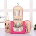 thumbnail image 4 of tzyudk Portable Hook Toiletry Bag Travel Cosmetic Storage Bag Cosmetic Bag Large Capacity Three-open Cosmetic Bag Affordable Useful Hot Pink Oxford Cloth, 4 of 6