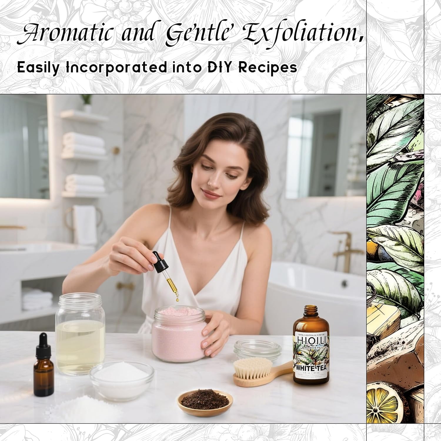 White Tea Fragrance Oil for Essential Oil Diffuser, DIY Candle & Soap Making, Blend to Perfume & Air Freshener Spray - 1 Fl Oz