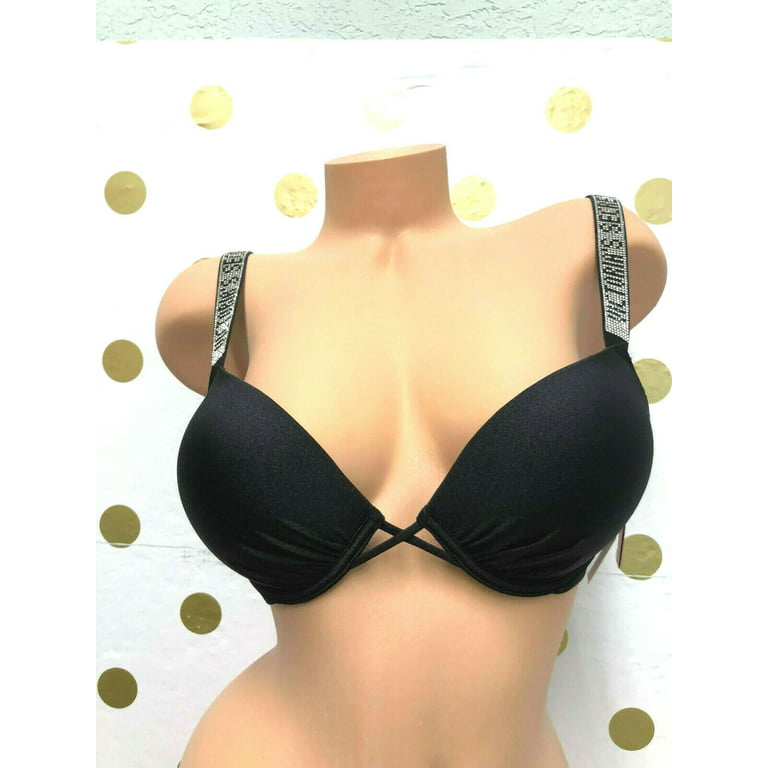 Victoria's Secret Bling Sequin Strap Bombshell Bikini Top Black Size 34C,$70  NWT 