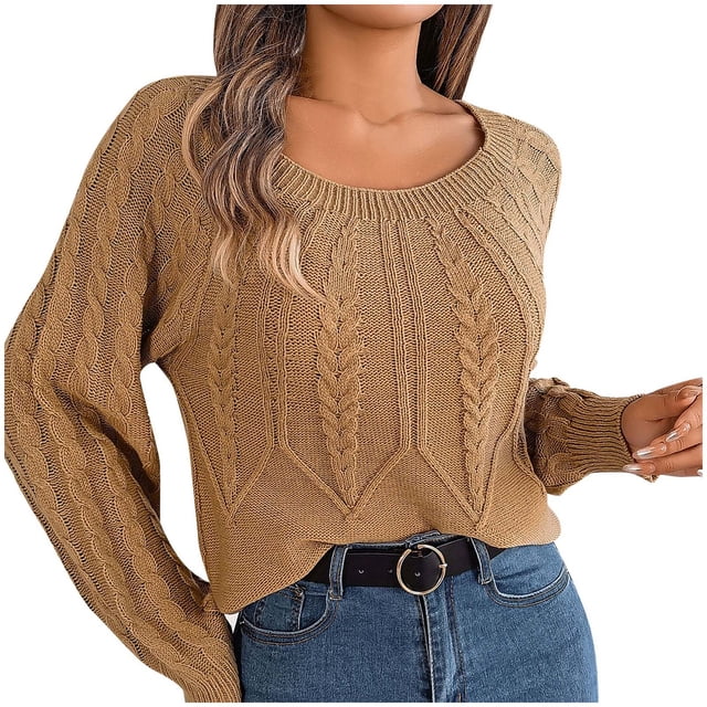 Chandail-Over Uni pour Femmes Manches Longues Décontracté Tricoté Doux Confortable Hiver Chaud Col Roulé