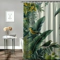thumbnail image 2 of Orinice Tropical Leaves Shower Curtain Green Gold Palm Leaf Hummingbird Jungle Rainforest Monstera Banana Leaf Forest Botanical Rustic Bathroom Decor Set with Hooks  60x72, 2 of 7
